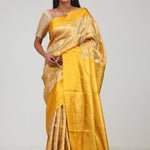 Bright Gold Kanjivaram Silk Jaal Saree