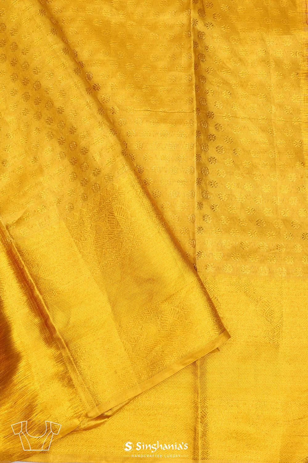 Bright Gold Kanjivaram Silk Jaal Saree