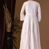 Khadi Printed White Cotton Cambric Dress