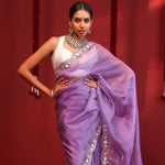 Fuchsia Blue Handcrafted Organza Saree