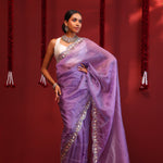 Fuchsia Blue Handcrafted Organza Saree