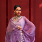 Fuchsia Blue Handcrafted Organza Saree