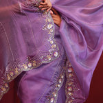 Fuchsia Blue Handcrafted Organza Saree