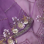 Fuchsia Blue Handcrafted Organza Saree