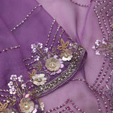 Fuchsia Blue Handcrafted Organza Saree