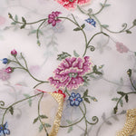 Vivid White Jaali Crafted Organza Saree