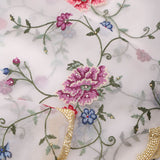 Vivid White Jaali Crafted Organza Saree