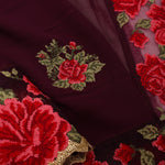 Byzantium Purple Georgette Saree With Floral Embroidery