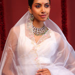 Bright White Handcrafted Organza Saree