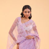 Lilac Purple Tissue Handcrafted Saree