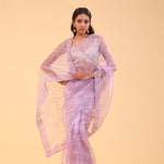 Lilac Purple Tissue Handcrafted Saree