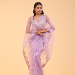 Lilac Purple Tissue Handcrafted Saree