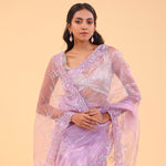 Lilac Purple Tissue Handcrafted Saree