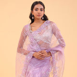 Lilac Purple Tissue Handcrafted Saree