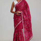 Rubine Red Crafted Organza Saree