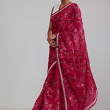 Rubine Red Crafted Organza Saree
