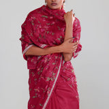 Rubine Red Crafted Organza Saree