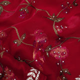 Rubine Red Crafted Organza Saree