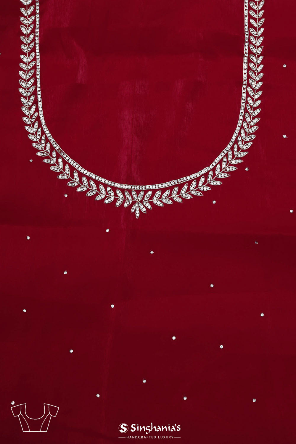 Rubine Red Crafted Organza Saree