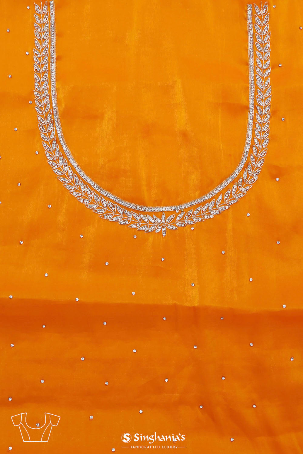 Amber Yellow Jaali Crafted Organza Saree