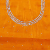 Amber Yellow Jaali Crafted Organza Saree