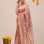 Baby Pink Jaal Banarasi Silk Saree