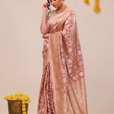 Baby Pink Jaal Banarasi Silk Saree