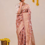 Baby Pink Jaal Banarasi Silk Saree