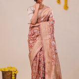 Baby Pink Jaal Banarasi Silk Saree