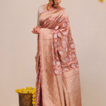 Baby Pink Jaal Banarasi Silk Saree