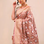 Baby Pink Jaal Banarasi Silk Saree
