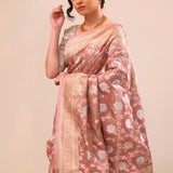 Baby Pink Jaal Banarasi Silk Saree