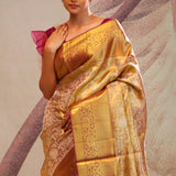 Autumn Gold Jaal Kanjivaram Silk Saree