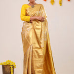 Light Gold Floral Jaal Kanjivaram Silk Saree