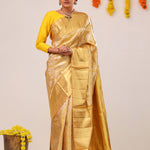 Light Gold Floral Jaal Kanjivaram Silk Saree