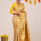 Light Gold Floral Jaal Kanjivaram Silk Saree