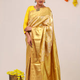 Light Gold Floral Jaal Kanjivaram Silk Saree