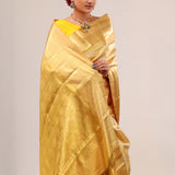 Light Gold Floral Jaal Kanjivaram Silk Saree