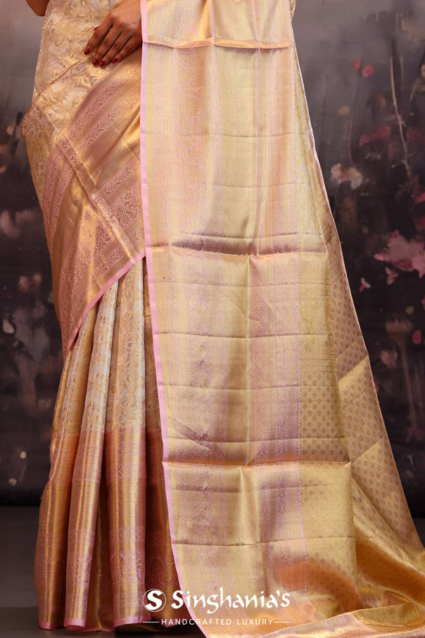 Champagne Gold Jaal Kanjivaram Silk Saree