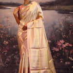 Champagne Gold Jaal Kanjivaram Silk Saree