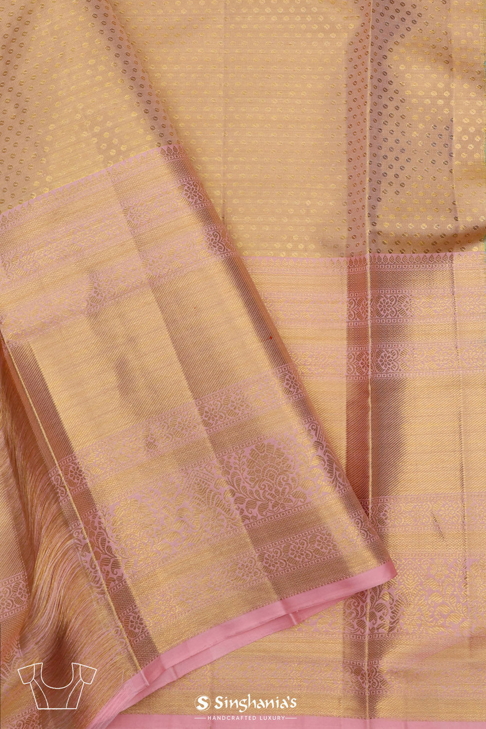 Champagne Gold Jaal Kanjivaram Silk Saree
