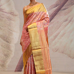 Malibu Peach Jaal Kanjivaram Silk Saree