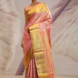Malibu Peach Jaal Kanjivaram Silk Saree