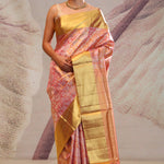 Malibu Peach Jaal Kanjivaram Silk Saree