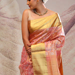 Malibu Peach Jaal Kanjivaram Silk Saree
