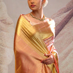 Malibu Peach Jaal Kanjivaram Silk Saree