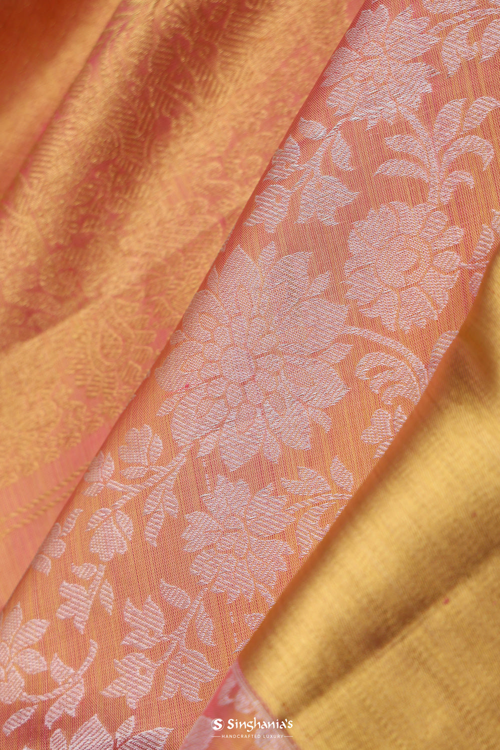 Malibu Peach Jaal Kanjivaram Silk Saree