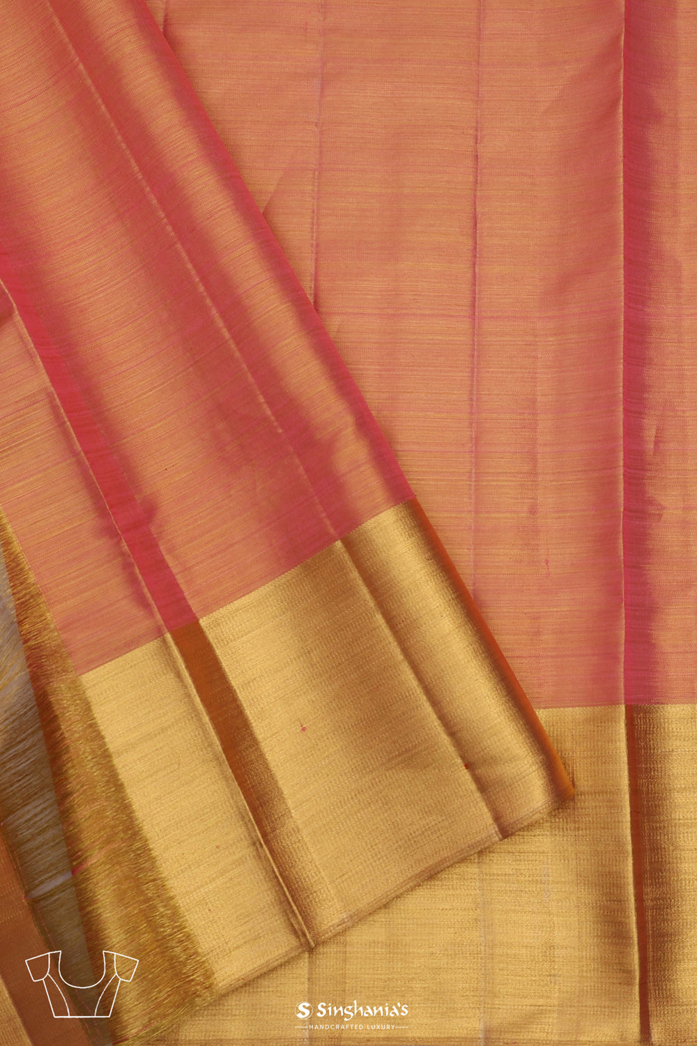 Malibu Peach Jaal Kanjivaram Silk Saree