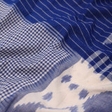 Deep Blue Ikkat Cotton Saree With Big Border