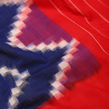 Deep Blue Ikkat Cotton Saree With Chevron Pattern